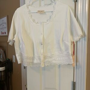 Lovefool White Lace Trim Cardigan